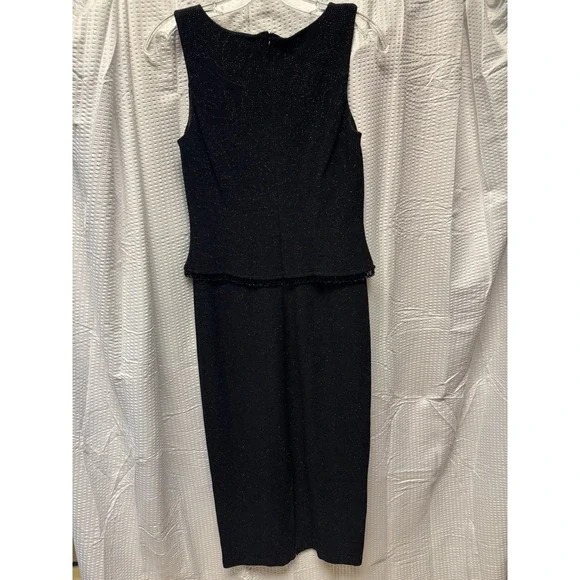 Vintage Teddi Evening Black Sparkle Dress Sleeveless Peplum Cocktail 48.5 " 8 Pe - Picture 8 of 13